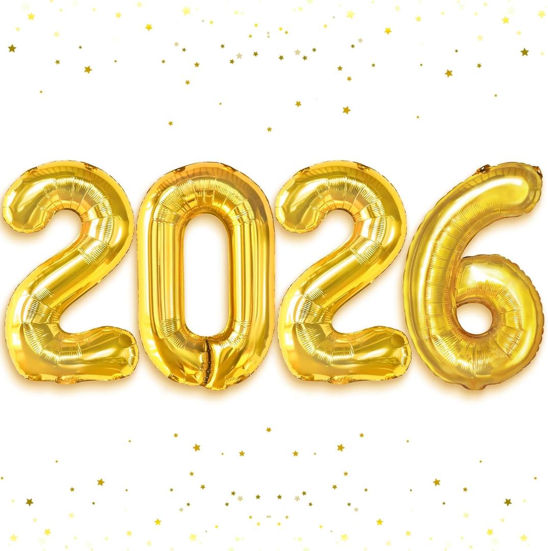 KatchOn, Gold 2026 Balloons New Year - 16 Inch | 2026 Balloon Numbers for Happy New Years Decorations 2026 | 2026 Gold Balloon | NYE Decorations Balloons | New Years Eve Party Supplies 2026