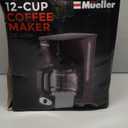 Mueller 12-Cup Drip Coffee Maker - Borosilicate Carafe, Auto-Off, Reusable Filter, Anti-Drip, Keep-Warm Function, Clear Water Level Window Coffee Machine, Kitchen Essentials & Accessories (Black)