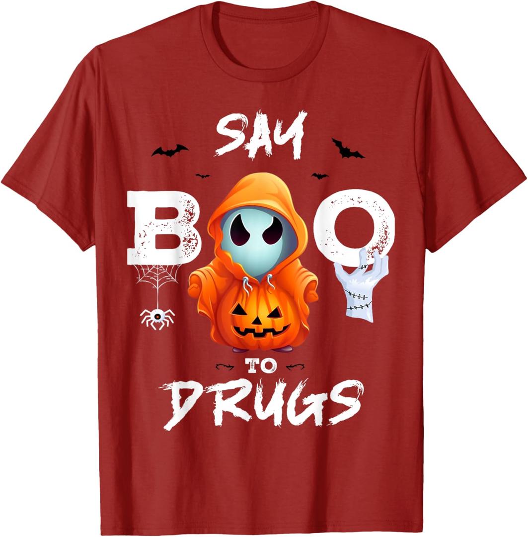 Say Boo To Drugs Funny Halloween Red Ribbon Week Awareness T-Shirt Small Red