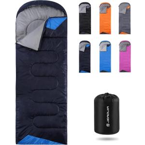 Sleeping Bags for Adults Backpacking Lightweight Waterproof- Cold Weather Sleeping Bag for Girls Boys Mens for Warm Camping Hiking Outdoor Travel Hunting with Compression Bags (2.2lb Navy blue)
