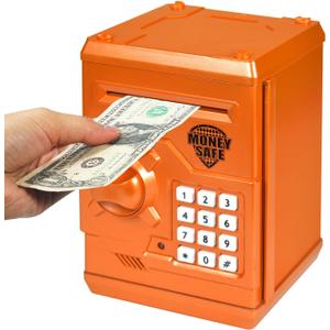 HUSAN Piggy Banks Money Banks for Kids, Electronic Password Code Money Banks ATM Banks Box Coin Bank for Children Boys and Girls (Orange)