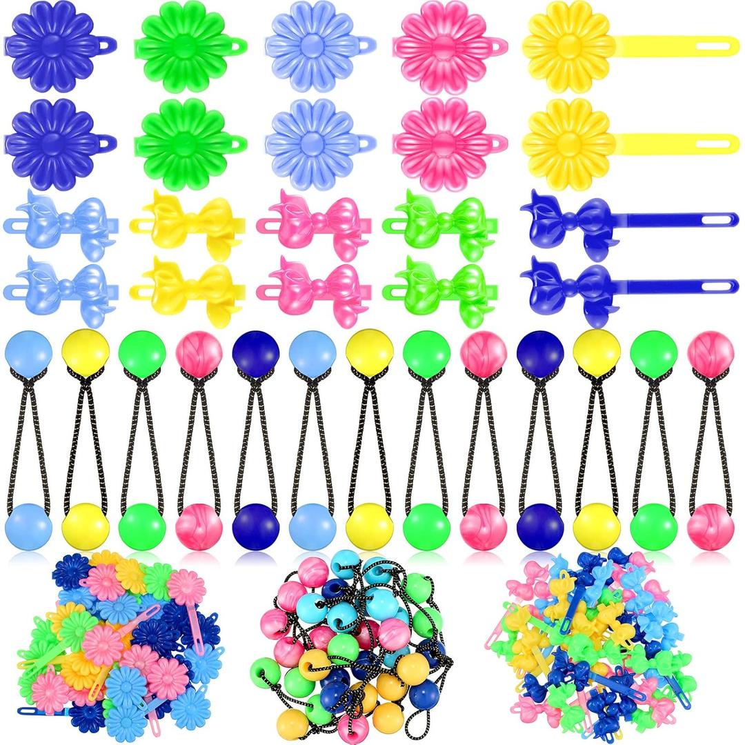 Giegxin 60 Pcs Self Hinge Hair Barrettes Ball Bubble Hair Accessories for Girls Set Plastic Girls Barrettes Clips Assorted Elastic Ponytail Holder Toddler Ball Ties (Lovely Style)