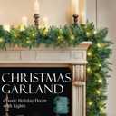 2-Pack 9FT Lighted Christmas Garland, Prelit Christmas Garland with Lights Battery Operated, Artificial Xmas Decorations Holiday Decor for Stairs Door Indoor Fireplace Garlands