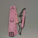 PU Leather Gothic Choker Collar with Long and Durable Detachable Leash Chain Adjustable Collar Necklace, Pink
