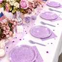 80pcs Purple Glitter Birthday Paper Plates And Napkins for Party Supplies
