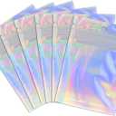 100 Pack Holographic Resealable Plastic Bags for Food Storage, Zipper Bags with Clear Front Window, Packaging Pouch for Small Business (100 Pack, 2.8x4 inch)