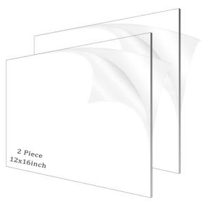 2 Pieces 1/8" Thick (3mm) Acrylic Sheets,Clear Cast Plexiglass 12 x 16 with Protective Paper for Signs DIY Display Projects,Craft,Photo Frames