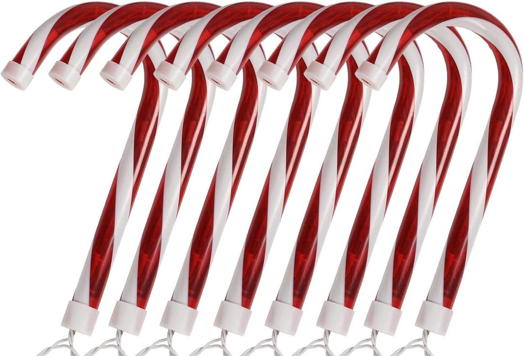 Home Accents Holiday 10 in. Lighted Candy Cane Pathway Stakes (Set of 8)