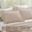 KKJIAF Ruffle Pillow Cases Standard Size Set of 2, Ruffled Pillow Covers with Envelope Closure, Wrinkle Resistant Pillowcases 20" x 26", Ruffled Pillow Shams, Khaki