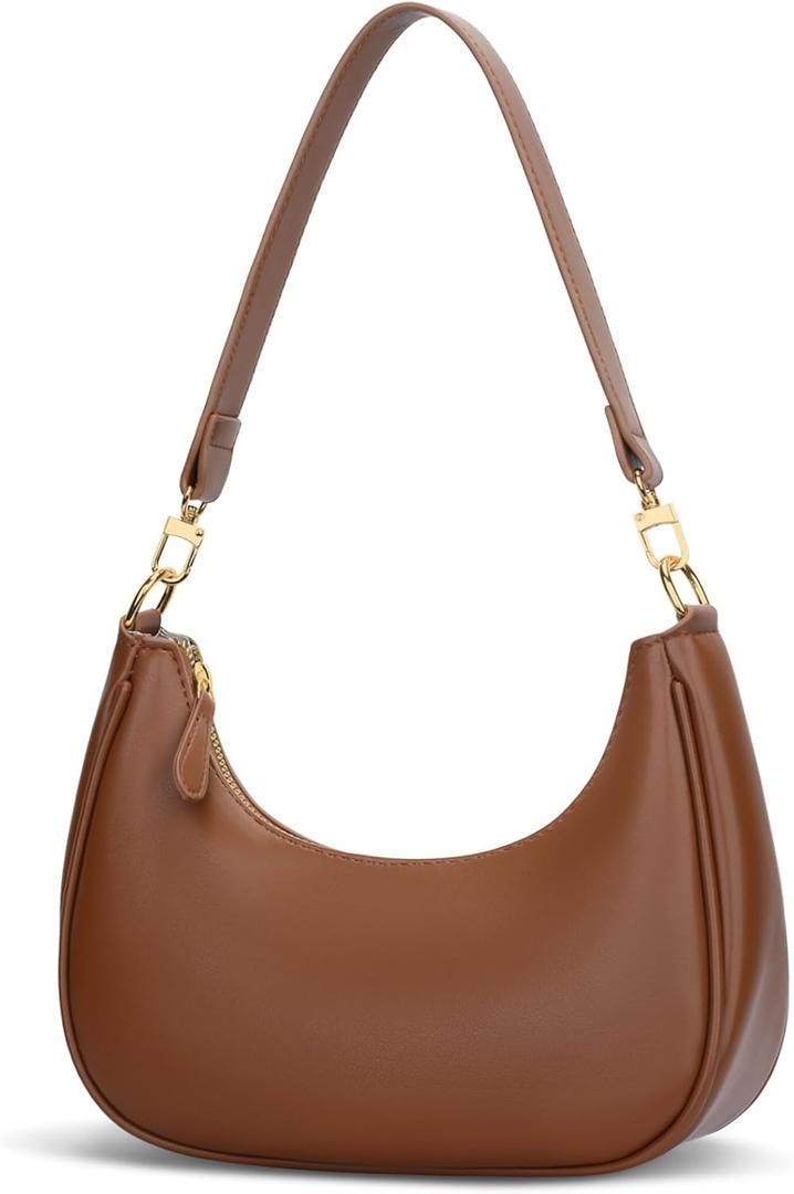 KKXIU Shoulder Bag for Women Small Purse Cute Clutch Hobo Handbag Trendy Crescent Bag (Brown)
