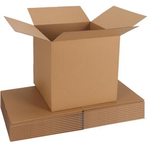 CRUGLA 12x12x12 Shipping Boxes 10 Pack, Brown Corrugated Cardboard Boxes with Side-Lock and Pre-Applied Double-Sided Tape, Easy Assemble Packing Mailer Boxes for Small Business Shipping