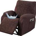 Gennia Recliner Chair Covers 3 Pieces, Waterproof Jacquard Reclining Chair Cover, Recliner Cover Sofa Slipcovers Couch Covers Furniture Protector with Elastic Bottom for Kids, Pets (Chocolate)