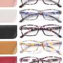 Reading Glasses for Women Men - 5 Pack Ladies Fashion Readers Computer Eyeglasses W/Spring Hinge - Blue Light Blocking Reading Glasses Anti Eyestrain 0.5