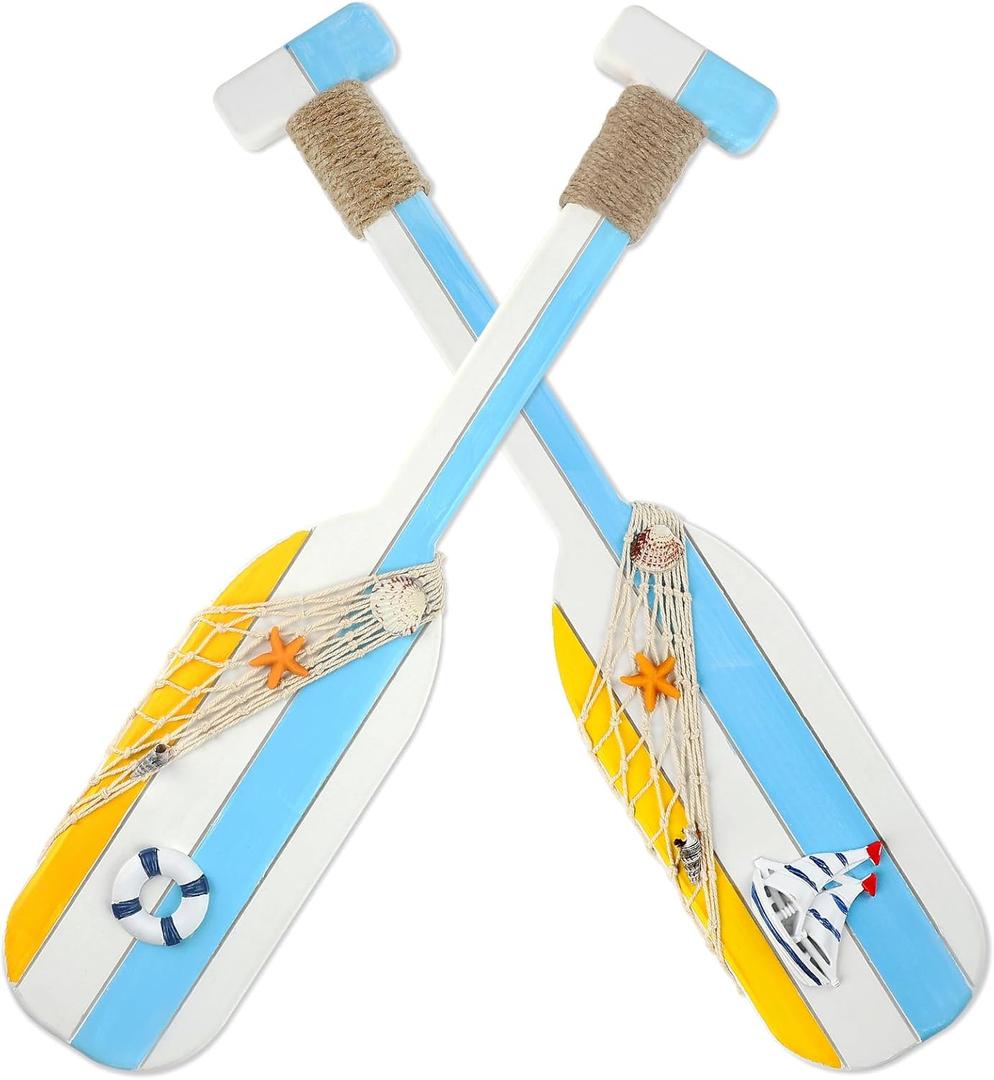 2 Pack 19.8 Inch Nautical Wooden Double Oar Decor with Rope Nautical Oar Paddles Wall Decor Door Hanging Ornament Beach Theme Home Decorationyellow 2 Pack 19.8 Inch Nautical Wooden Double Oar Decor with Rope Nautical Oar Paddles Wall Decor Door Hanging Ornament Beach Theme Home Decorationyellow