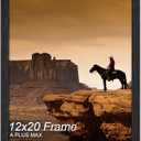 A PLUS MAX 12x20 Picture Frame, Black Engineered Wood Frame for 12 x 20 Inch Picture Poster Photo, Light Weight 12 by 20 Frame with Wood-grain for Wall - 1 Pack/Black/12 x20