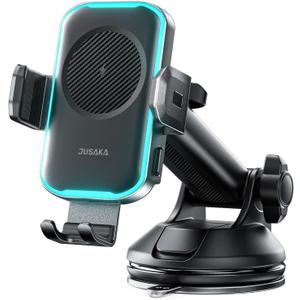 Wireless Car Charger,15W Fast Charging Auto Clamping Phone Holders for Your Car Compatible with iPhone 16/15/14/13, for Samsung Galaxy S24 Ultra S23 S22 S21, S20, S10+, Black