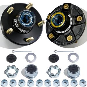 2 Sets Pre-Iubricated Trailer Hub Kits 5 on 4.5'' for 2000 lbs 1-1/16'' Straight Spindle,Pre-Installed L44649 Bearings and 1.25" ID Grease Seals 5x4.5 Trailer Idler Hub Kit 5 Lug Bolt Wheel Hubs