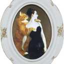 5x7 Oval Picture Frame, White Vintage Style, Glass Front, Suitable for Tabletop or Wall Hanging, Antique Dcor