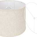 Beige Drum Lamp Shade, 13" Top x 13" Bottom x 10" High, Two Different Top Rings (Spider and UNO Fitter), Lamp Shade for Table Lamps Floor Lamps, Natural Linen Lampshade Replacement, Assembly Required