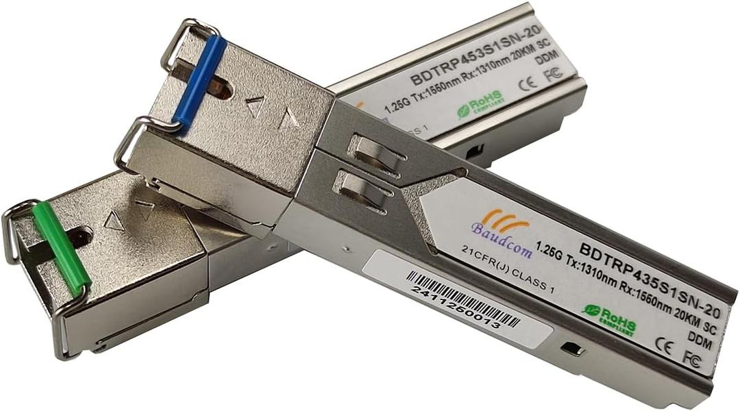 SFP 1G Module, Single-Mode SC Fibre Optic Cable transceiver Compatible with Cisco SFP-1G-LR,20KM, Ubiquiti UF-MM-1G, Netgear, Mikrotik, D-Link, Supermicro Other Switches