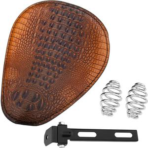 Leather Motorcycle Solo Seat Springs Mounting Bracket Kit Compatible with Harley Honda Yamaha Kawasaki Suzuki Sportster Bobber Chopper Custom Application (Crocodile Brown)