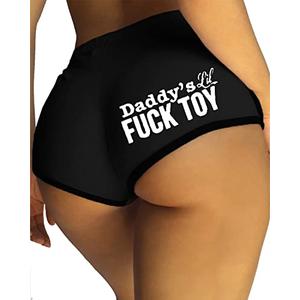 Womens Yoga Booty Shorts Sexy Printed Dance Sport Workout Hot Pants Plus Size Lounge Wear Briefs Black M 