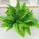 2 x Leoyoubei 4 Bunches 14" Ferns Artificial Boston Fern Bush Plant,Faux Plant Shrubs Greenery Bushes Indoor Outside,Hanging Basket Planter Decor for Home Garden Office Verandah Wedding Decor
