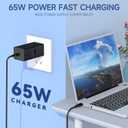 65W USB Type-C Laptop Charger Compatible with Lenovo ThinkPad Yoga MacBook HP Dell Acer 20V 3.25A Power Supply Cord