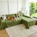 Waterproof Sectional Couch Covers,L Shaped Couch Covers for Pets Washable Sofa Covers for Dogs Sofa SlipCover for Sectional Couches Protector Covers for Living Room (71" x 118" + 91" x 134", Green)