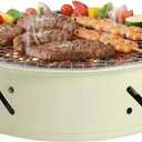 Portable Charcoal Grill, Round Tabletop Small Grill Indoor Outdoor Dual-Use, Camping Picnic Garden Beach Party