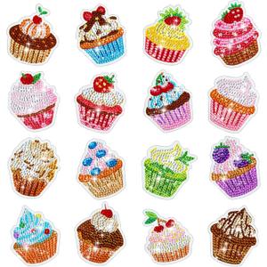 Xuhal 16 Pcs Diamond Painting Magnets DIY Diamond Painting Kits for Gem Art Magnet Fridge Stickers for Beginners Adults DIY Crafts Party(Cupcake) (Cupcake)