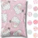 10x13 Designer Christmas Holiday Poly Mailer 100 Pack Heavy Duty Waterproof Self Seal Shipping Bags Large Mailing Envelopes Bulk Tear Resistant Cute Packaging Pink Santa