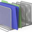 Simple Houseware Expandable 5 Section Upright File Sorter Organizer, Silver (1 Pack - Total 6 Sections)