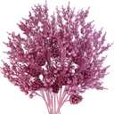 Winlyn 12 Pcs Christmas Artificial Pine Branches Pink Glittered Pine Needles with Pinecone and Berries Christmas Floral Picks 14.2" for Pink Christmas Tree Seasonal Wreath Swag Garland Wedding Bouquet