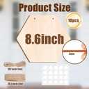 HAOPENGYOU 10Pcs Christmas Wood Hexagon for Crafts, 8.6 inch Unfinished Wood Hexagon with Twine, DIY Wooden Projects, Wood Burning, Painting, Christmas Day Decor DIY Gifts