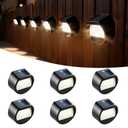 Sublume Solar Fence Lights, 6 Pack Outdoor Step Lights, IP65 Waterproof, 3000K Warm-White, Dusk to Dawn Outdoor Lighting Decor for Wall, Garage, Patio, Exterior, Porch