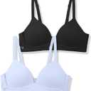 SALIA GIRL Soft Lightly Padded Teen Bras for Girls, Pull-On Wireless Training Bras for Teens Ages 10-14, Everyday Comfort (Large, Blue/Black)