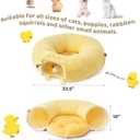EHEYCIGA Cat Tunnel Bed for Indoor Cats, Cute Cat Donut Toy Tunnel for Small Large Cats with Washable Circle Cushion, Peekaboo Pet Cave Play Tunnel for Kitten, Puppy, Rabbit (Yellow)