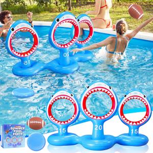 Kids Fun Pool Toys,Inflatable Shark Football Floating Water Game Outdoor Swim Play for Adults Family,Cool Summer Party Gift for 6 7 8 9 10 12 Year Old Boy Girl Teen