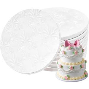 14 Inch Round Cake Drums 1/2 Inch Thick Cake Boards, 10PACK White Corrugated Cardboard for Multi-Tiered Party, Birthday, Wedding, Mothers Day Heavy Cakes Decorating Delivery