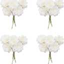 4pcs Peonies Artificial White Flowers, Dahlia Faux Floral, Silk Fake Flower Bouquet with Stems, Fake White Flowers Artificial for Decoration Home Wedding Arrangement