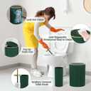 Dark Green Bathroom Accessories Set - Bathroom Sets, 25PC Bath Accessory Set, Bathroom Sets with Push Top Trash Can, Shower Curtain and Rugs, Toilet Brush, Trash Can & Soap Dispenser