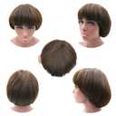 Afro Girls Cosplay Mushroom Wig Short Haircut With Bangs Bob Wig For Black Women (Brown)