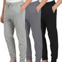 Real Essentials 3 Pack: Boys Ultra-Soft Jogger Pajama Pants - Kids Lounge Pjs Sleepwear (Size 4-18) (6-7)