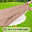 Smiry Round Picnic Tablecloth, Elastic Waterproof Fitted Heavy Duty Vinyl Tablecloths for 45"-56" Tables, Wipeable Washable Table Cover for Kitchen, Dining, Camping, Outdoor, Tan