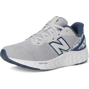 New Balance Unisex-Child Fresh Foam Arishi V4 Lace-upRunning Shoe (4 Big Kid, Grey Matter/Vintage Indigo/Melon Water)