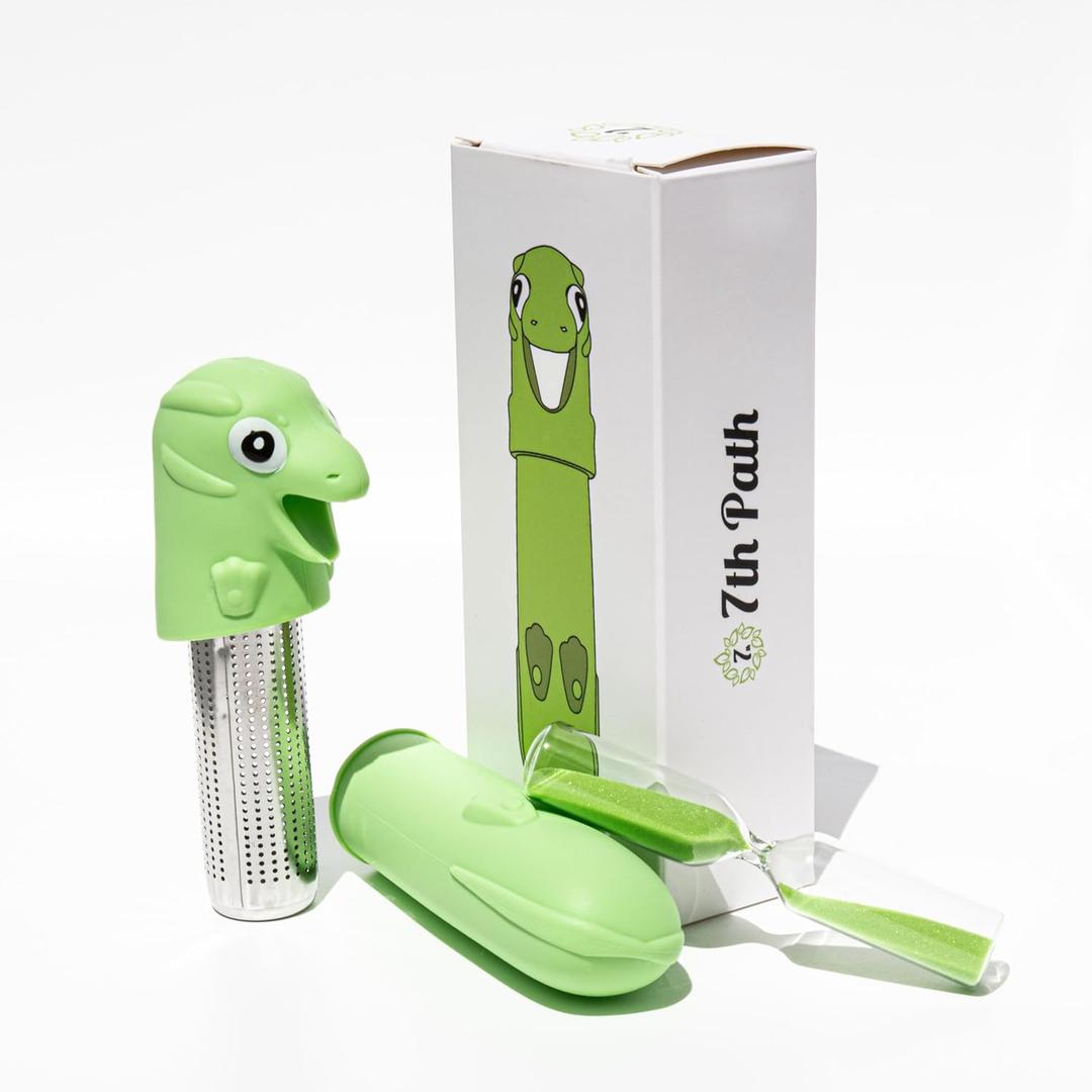 7th Path Loose Leaf Tea Infuser  dragon Silicone Steeper with Mesh Filter, Reusable & Portable Kitchen Gadget for Tea Lovers Fun Gift, Stainless Steel Holder, Herbal & Loose Tea Essentials