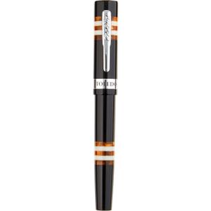 Conklin Toledo Fountain Pen in Black with Orange and White Ring Segments - Stub Nib - Premium Writing Instrument with Unique Design