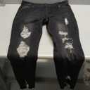 KUNMI Women's Ripped Skinny Jeans Distressed Stretchy Denim Pants (18, M005-black)