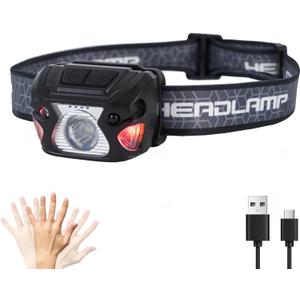 Outdoor Head Lamp, Rechargeable Type-C, 6Modes, 1000+ Lumens, IPX5 Waterproof Flashlight, 12 Hour Continuous Lighting Ideal for Camping Flashlights, Reading, Sports, Running, Hiking, Fishing